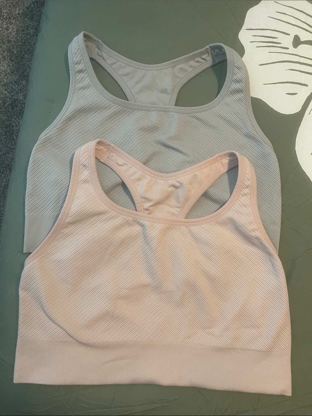 Seamless Racerback Bralette Duo - Pale Pink & Light Gray
